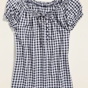 Old Navy Black White Gingham Puff Sleeve top Small